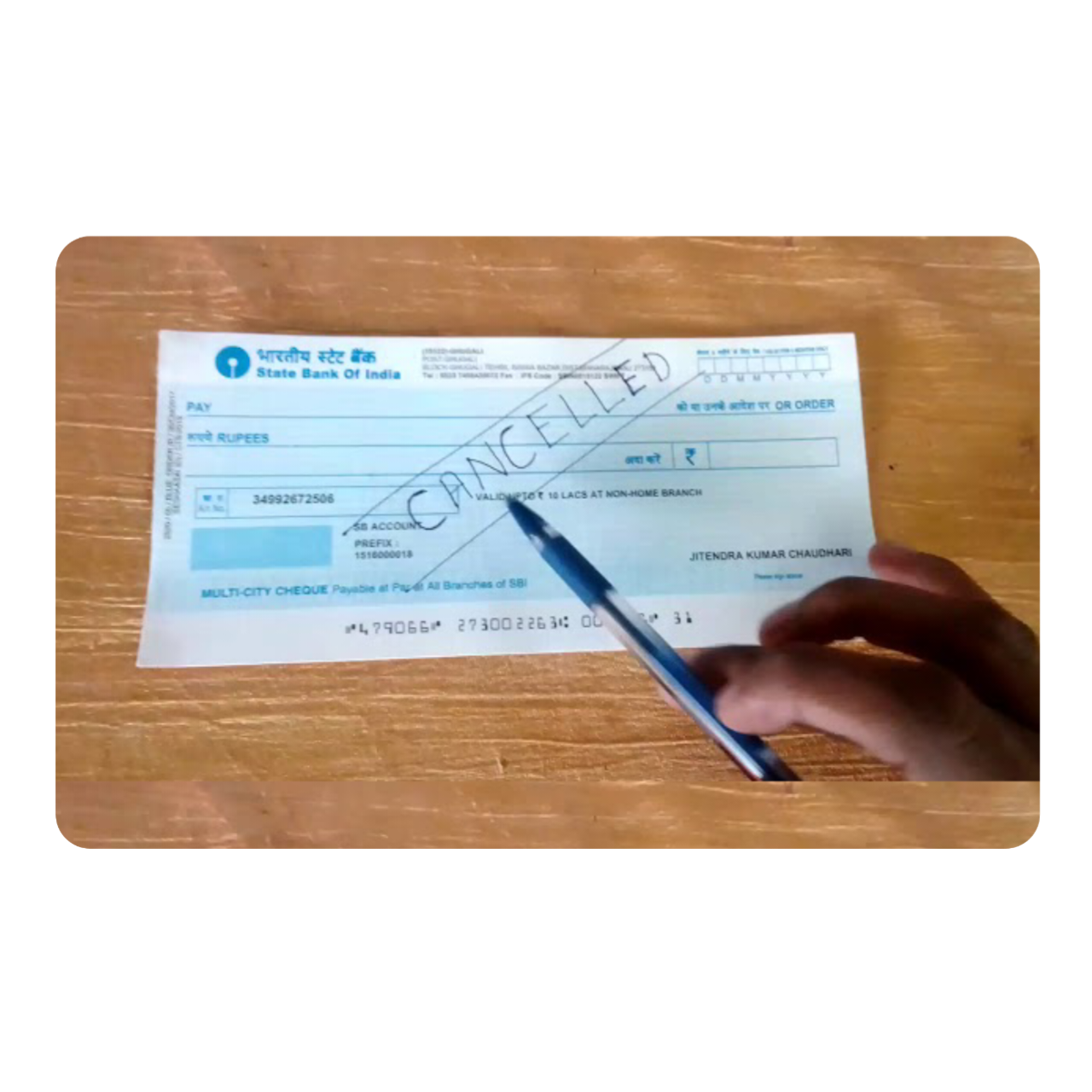 Cancelled Check or Passbook
